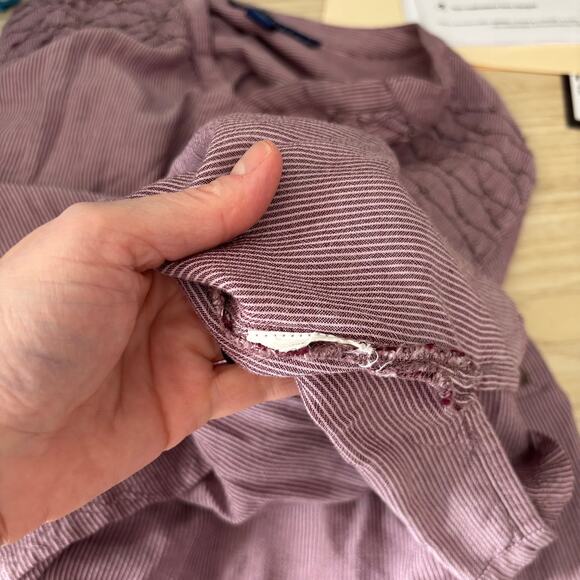 Bandolino Blouse Womens Large Pink Striped Beaded Popover Tunic Long Sleeve - Picture 11 of 11